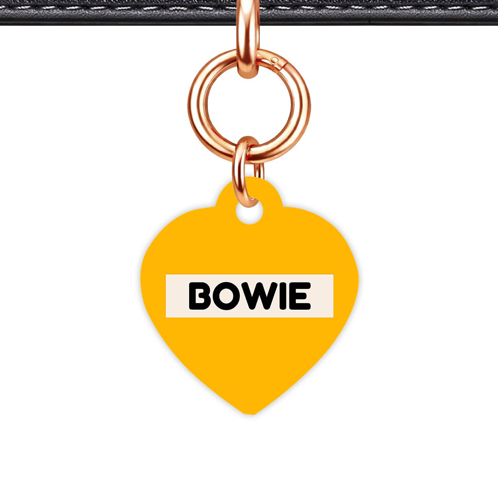 Mustard and Cream QR Smart Pet Id Tag (Dog Tag & Cat Tag) Orange and Navy