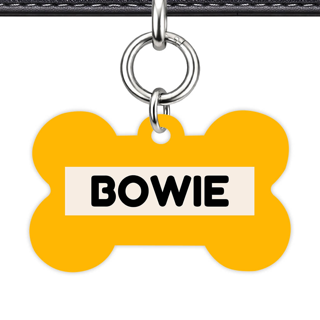 Mustard and Cream QR Smart Pet Id Tag (Dog Tag & Cat Tag) Orange and Navy