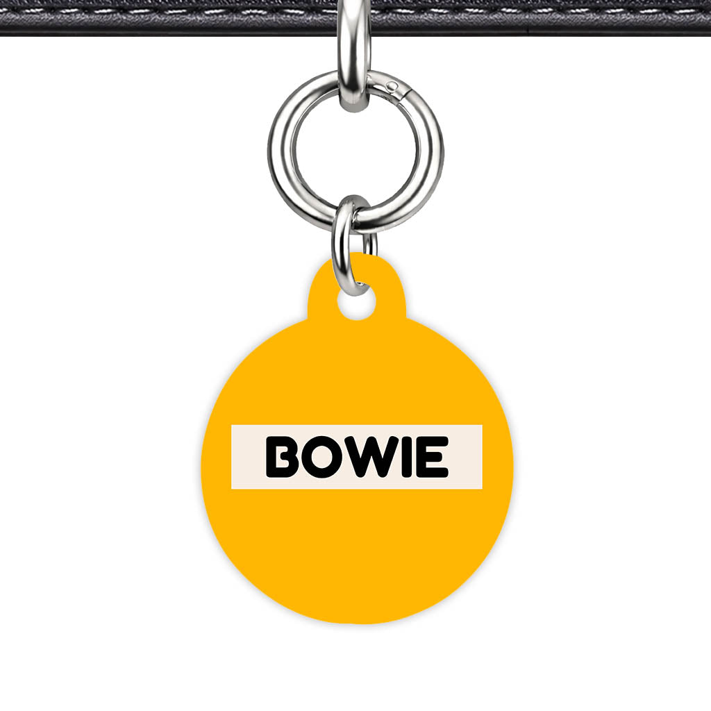 Mustard and Cream QR Smart Pet Id Tag (Dog Tag & Cat Tag) Orange and Navy