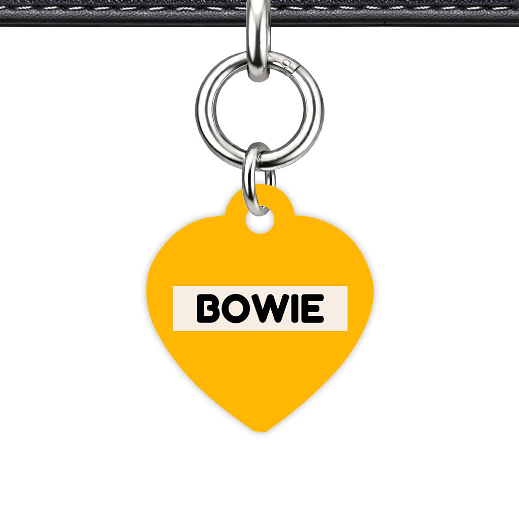 Mustard and Cream QR Smart Pet Id Tag (Dog Tag & Cat Tag) Orange and Navy