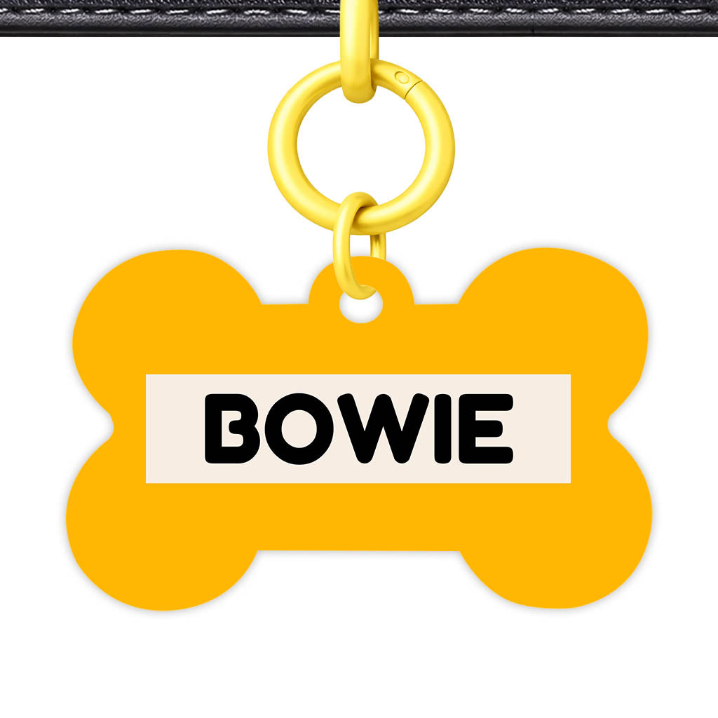Mustard and Cream Classic Pet Id (Dog Tag & Cat Tag) Orange and Navy
