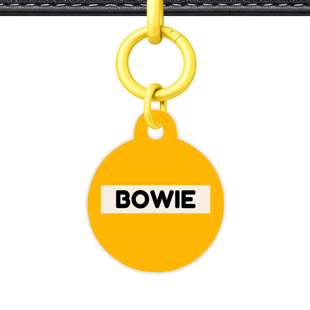 Mustard and Cream QR Smart Pet Id Tag (Dog Tag & Cat Tag) Orange and Navy