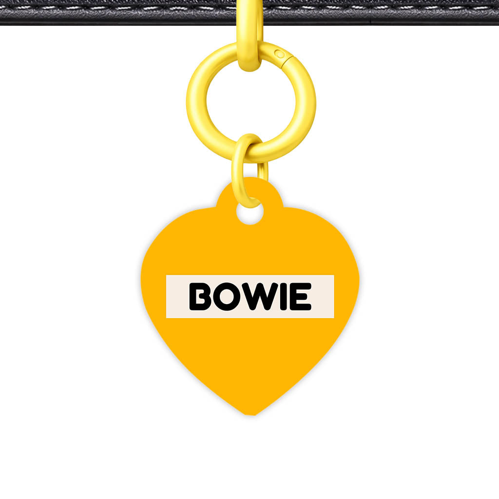 Mustard and Cream QR Smart Pet Id Tag (Dog Tag & Cat Tag) Orange and Navy