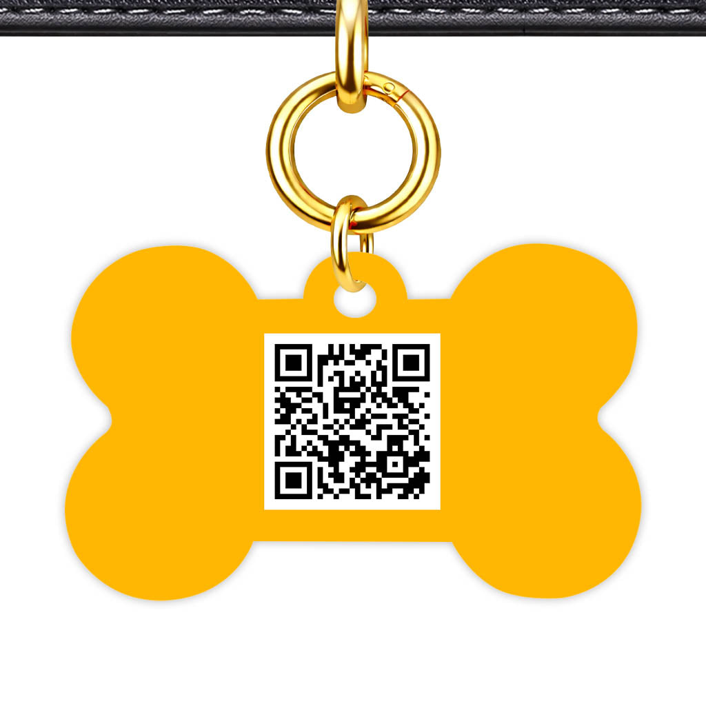 Mustard and Cream QR Smart Pet Id Tag (Dog Tag & Cat Tag) Orange and Navy