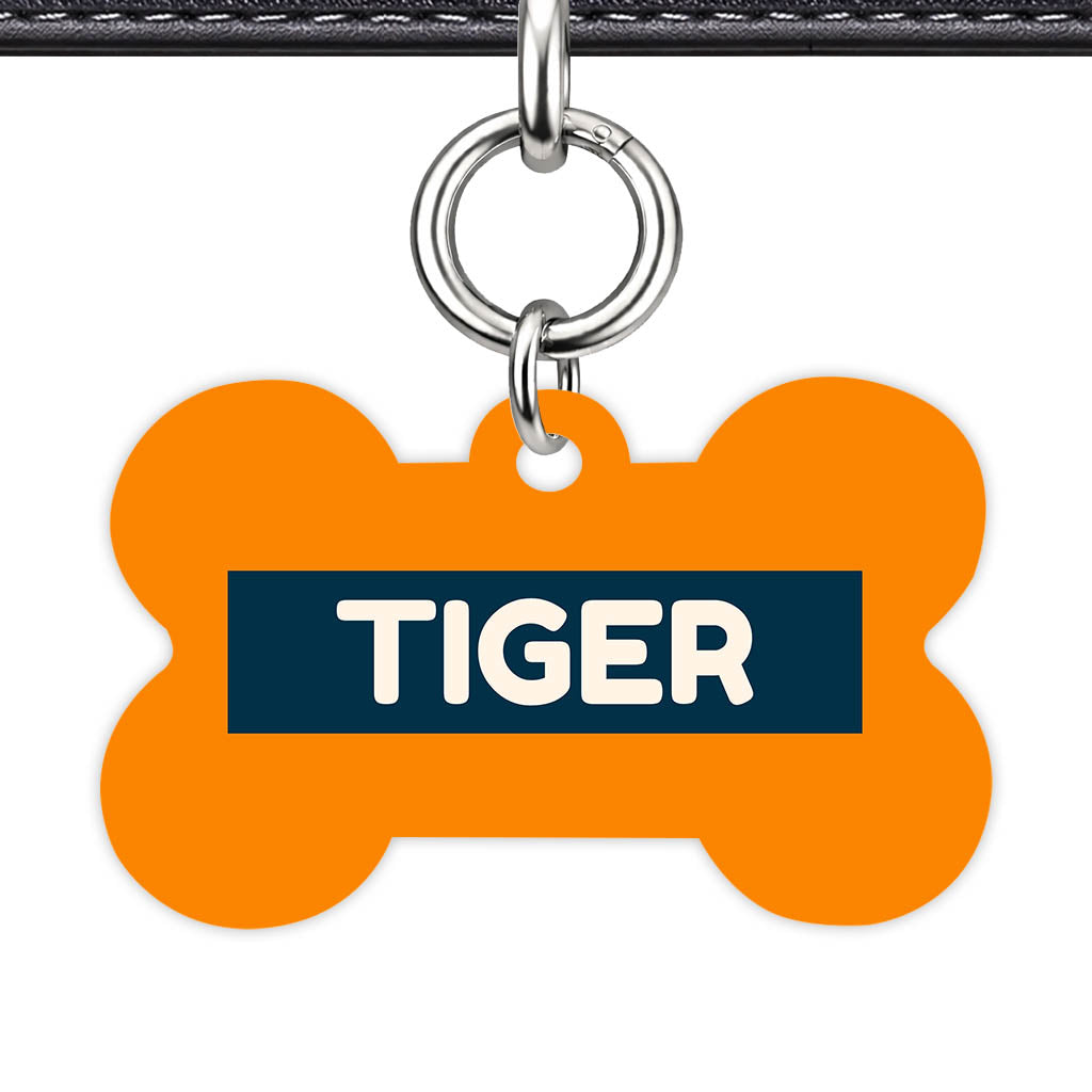 Orange and Navy QR Smart Pet Id Tag (Dog Tag & Cat Tag)