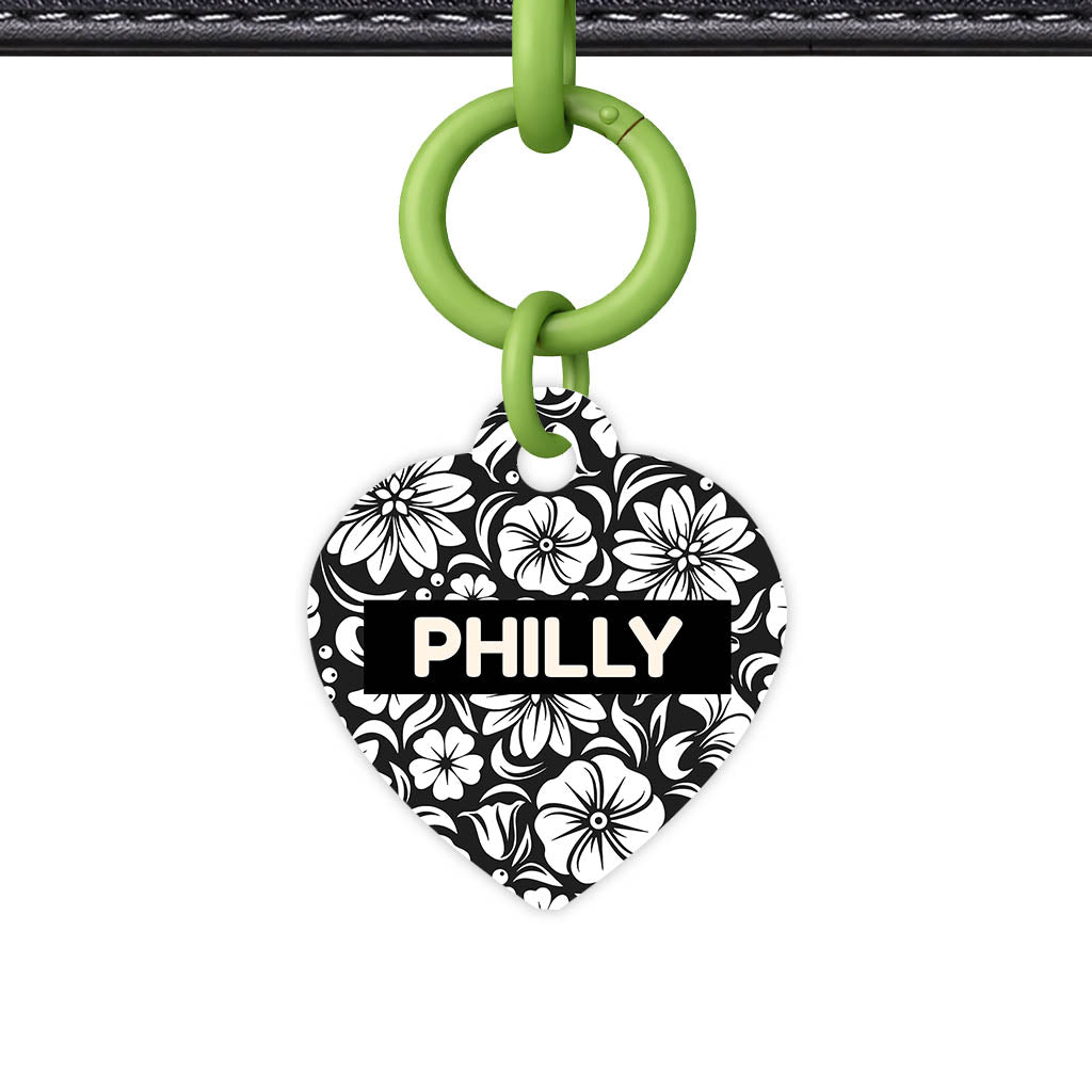 Black and White Flora QR Smart Pet Id Tag (Dog Tag & Cat Tag)