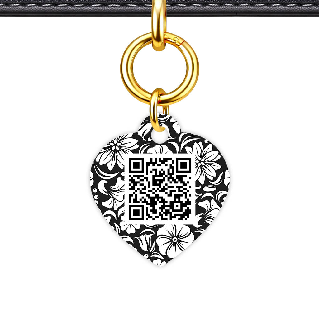 Black and White Flora QR Smart Pet Id Tag (Dog Tag & Cat Tag)