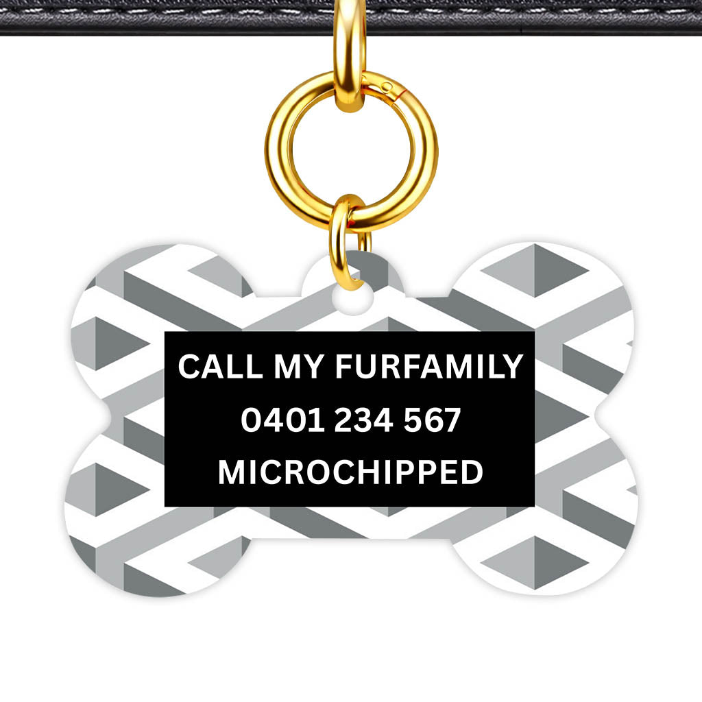 Cube Geometric Mono Classic Pet Id (Dog Tag & Cat Tag)