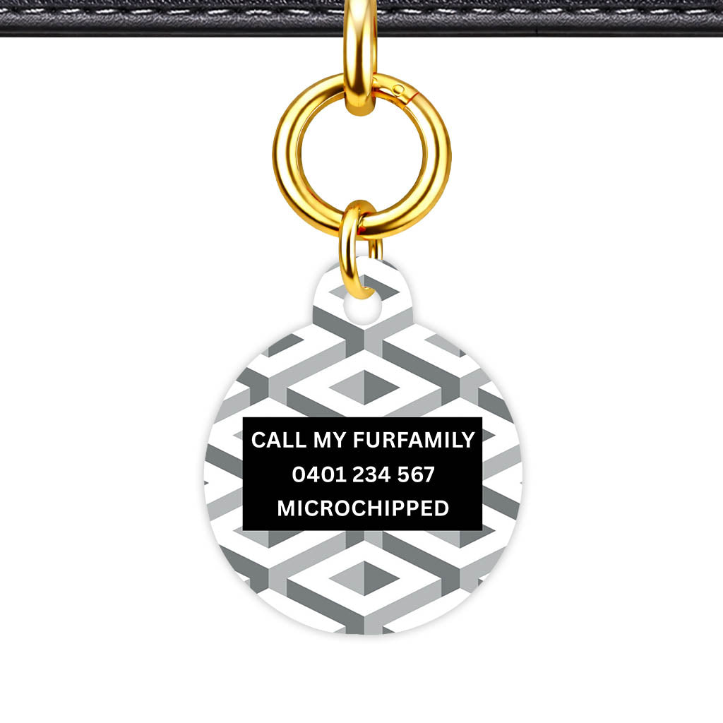 Cube Geometric Mono Classic Pet Id (Dog Tag & Cat Tag)
