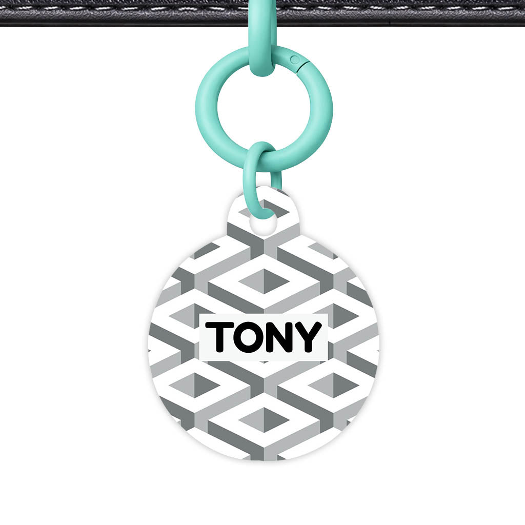 Cube Geometric Mono Classic Pet Id (Dog Tag & Cat Tag)