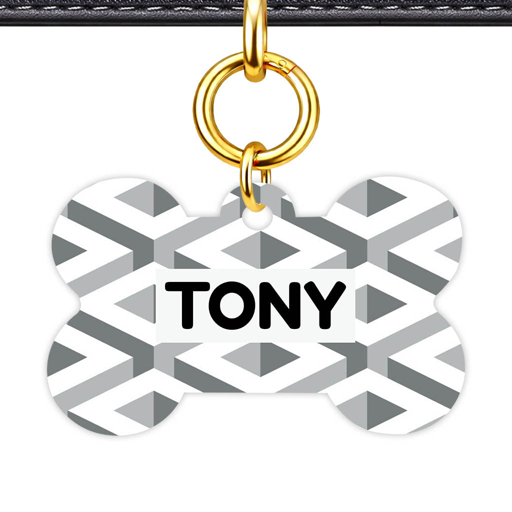 Cube Geometric Mono Classic Pet Id (Dog Tag & Cat Tag)