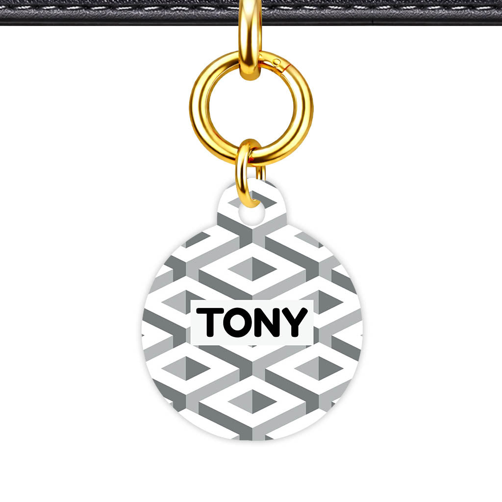 Cube Geometric Mono Classic Pet Id (Dog Tag & Cat Tag)