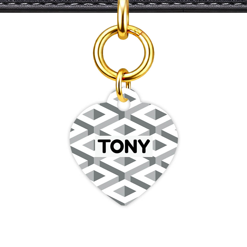 Patterns Dog Tag Gold QR Smart Vol 4 | 5 Designs | Heart Bone Circle | Pet ID Tag - Qr Smart Id Unique Cube Geometric Mono Qr Smart Pet Id Dog Tag And Cat Tag 2111