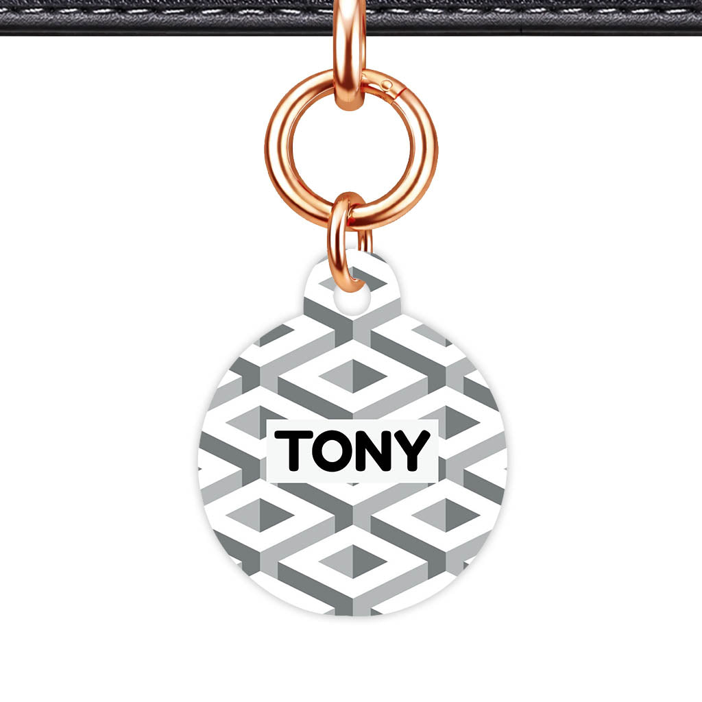 Cube Geometric Mono Classic Pet Id (Dog Tag & Cat Tag)