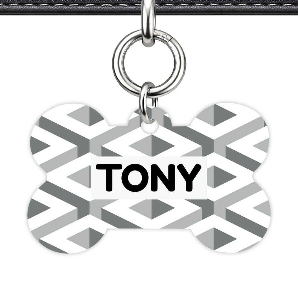 Cube Geometric Mono Classic Pet Id (Dog Tag & Cat Tag)