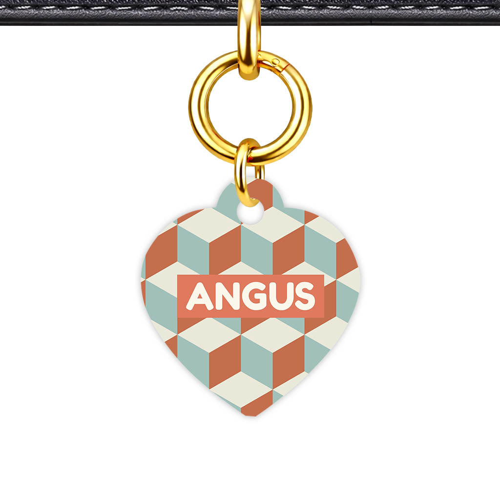 Retro Dog Tag Gold QR Smart Vol 2 | 5 Designs | Heart Bone Circle | Pet ID Tag - Qr Smart Id Unique Retro Cubist Qr Smart Pet Id Dog Tag And Cat Tag 2112