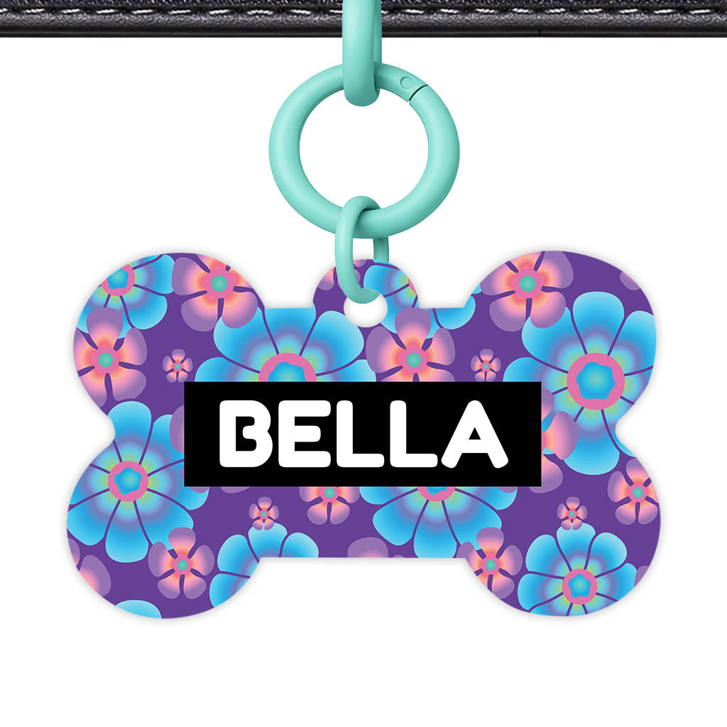 Neon Flowers QR Smart Pet Id Tag (Dog Tag & Cat Tag)