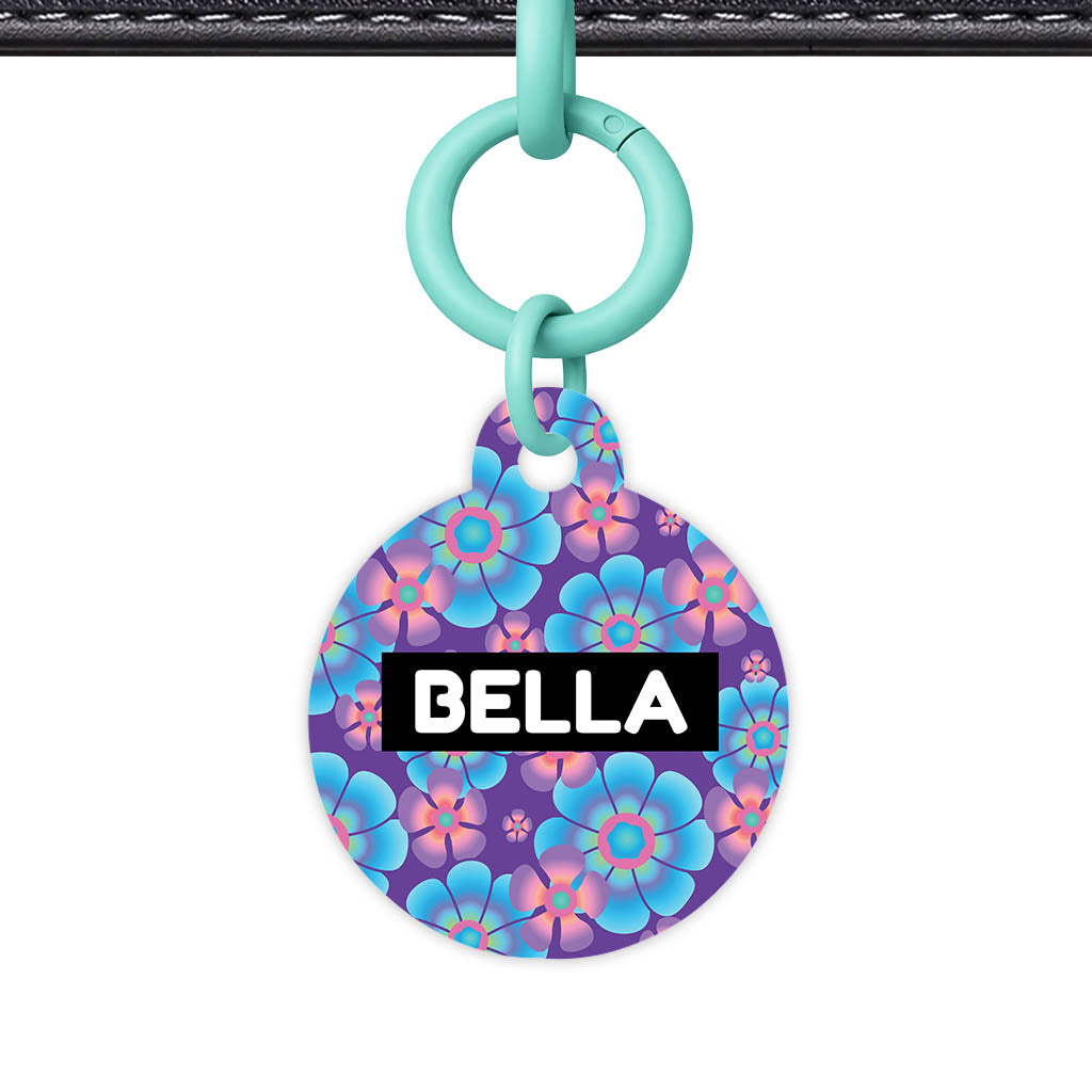 Neon Flowers QR Smart Pet Id Tag (Dog Tag & Cat Tag)