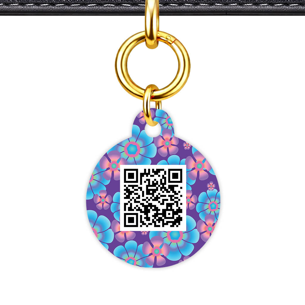 Neon Flowers QR Smart Pet Id Tag (Dog Tag & Cat Tag)