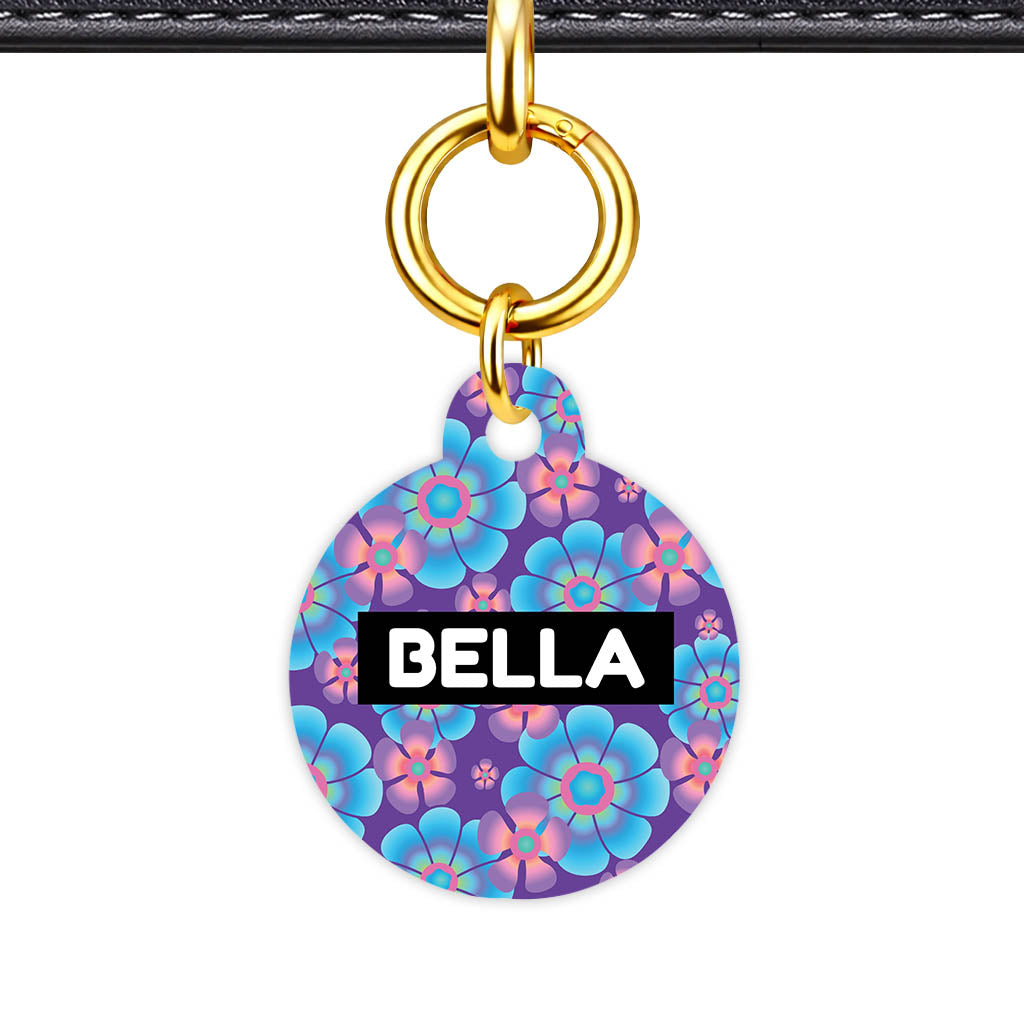 Neon Flowers QR Smart Pet Id Tag (Dog Tag & Cat Tag)
