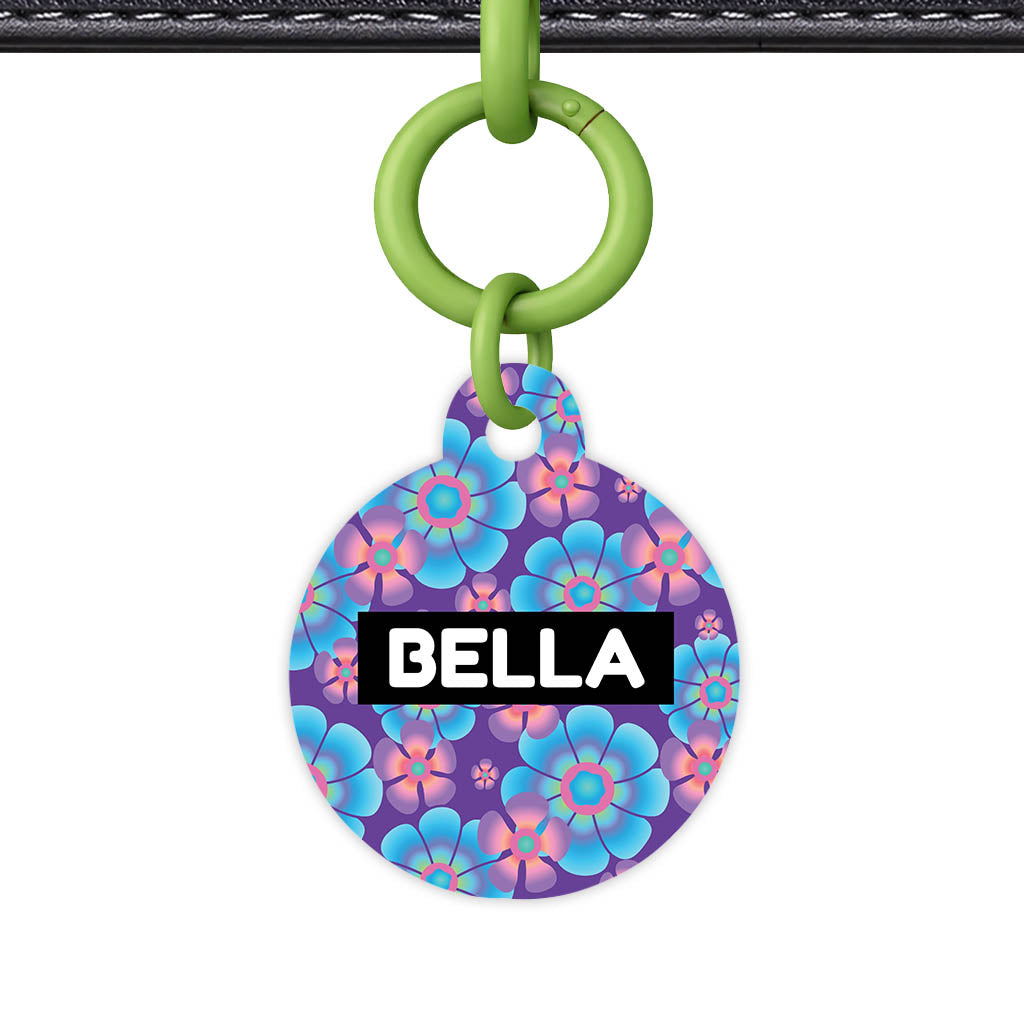 Neon Flowers QR Smart Pet Id Tag (Dog Tag & Cat Tag)