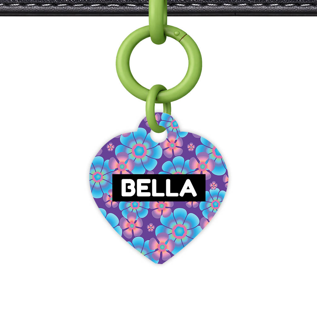 Neon Flowers QR Smart Pet Id Tag (Dog Tag & Cat Tag)