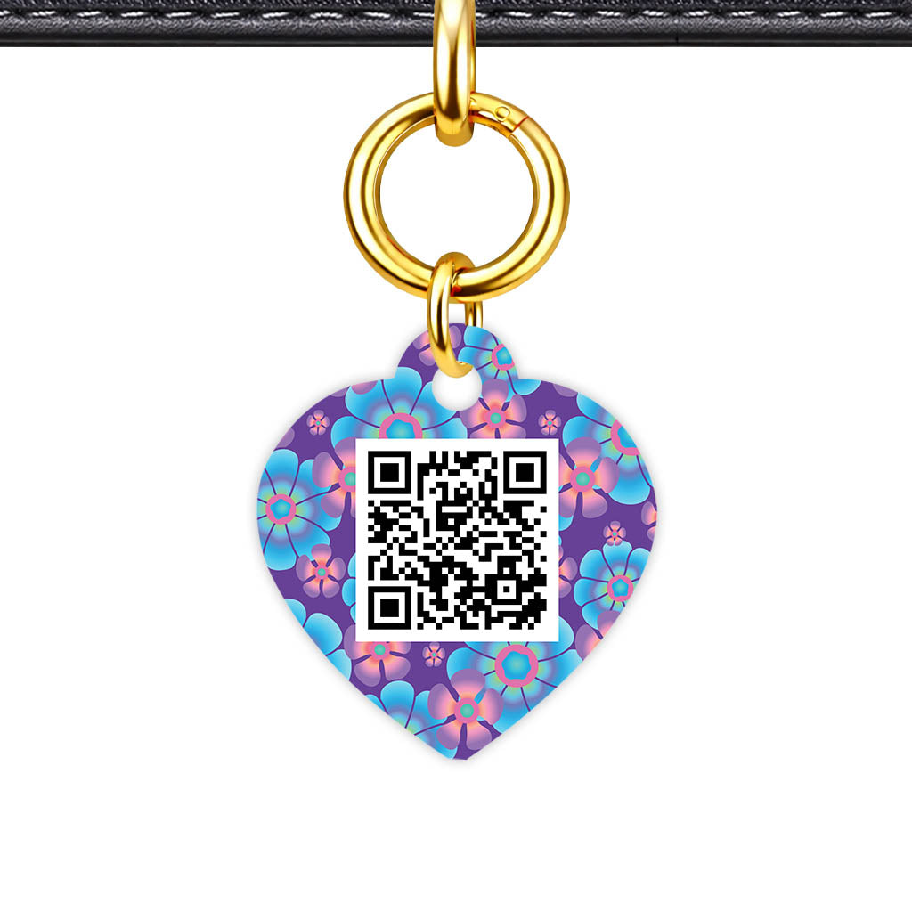 Neon Flowers QR Smart Pet Id Tag (Dog Tag & Cat Tag)