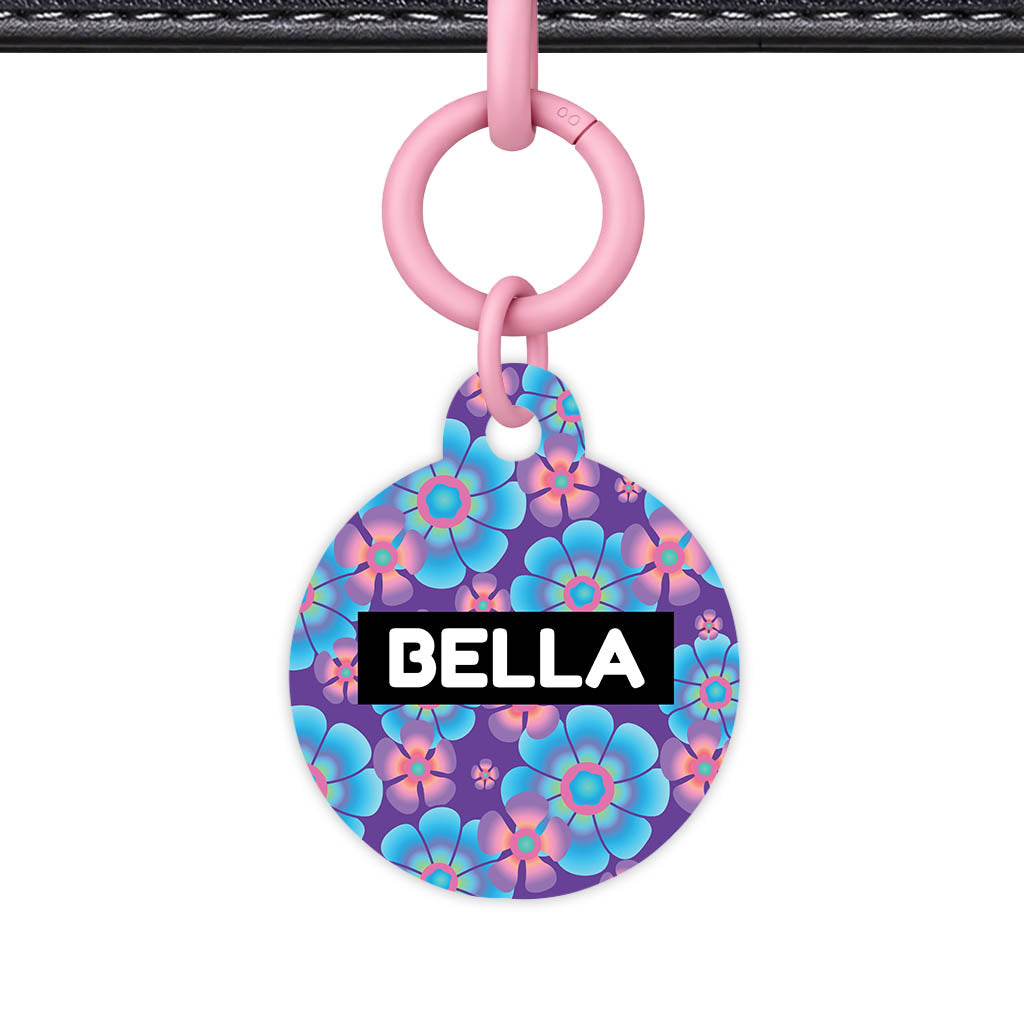 Neon Flowers QR Smart Pet Id Tag (Dog Tag & Cat Tag)