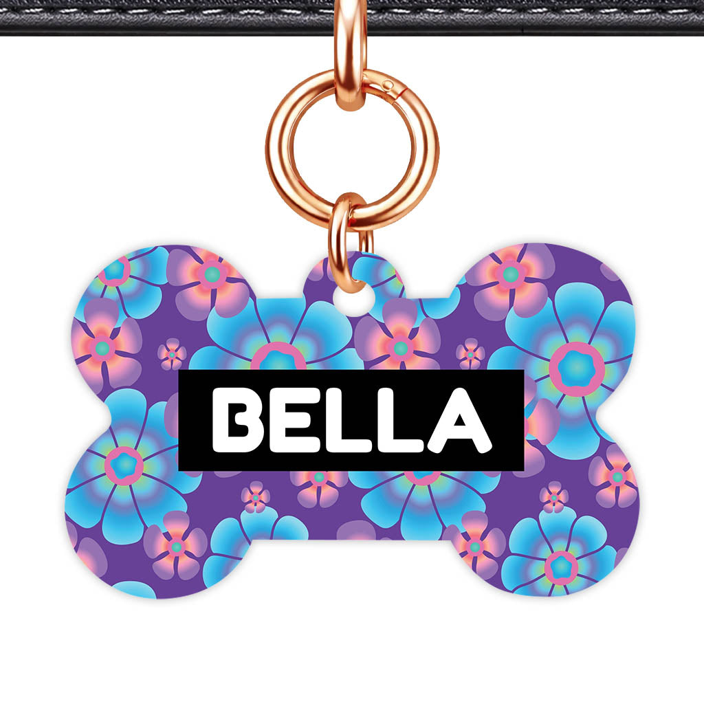 Neon Flowers QR Smart Pet Id Tag (Dog Tag & Cat Tag)