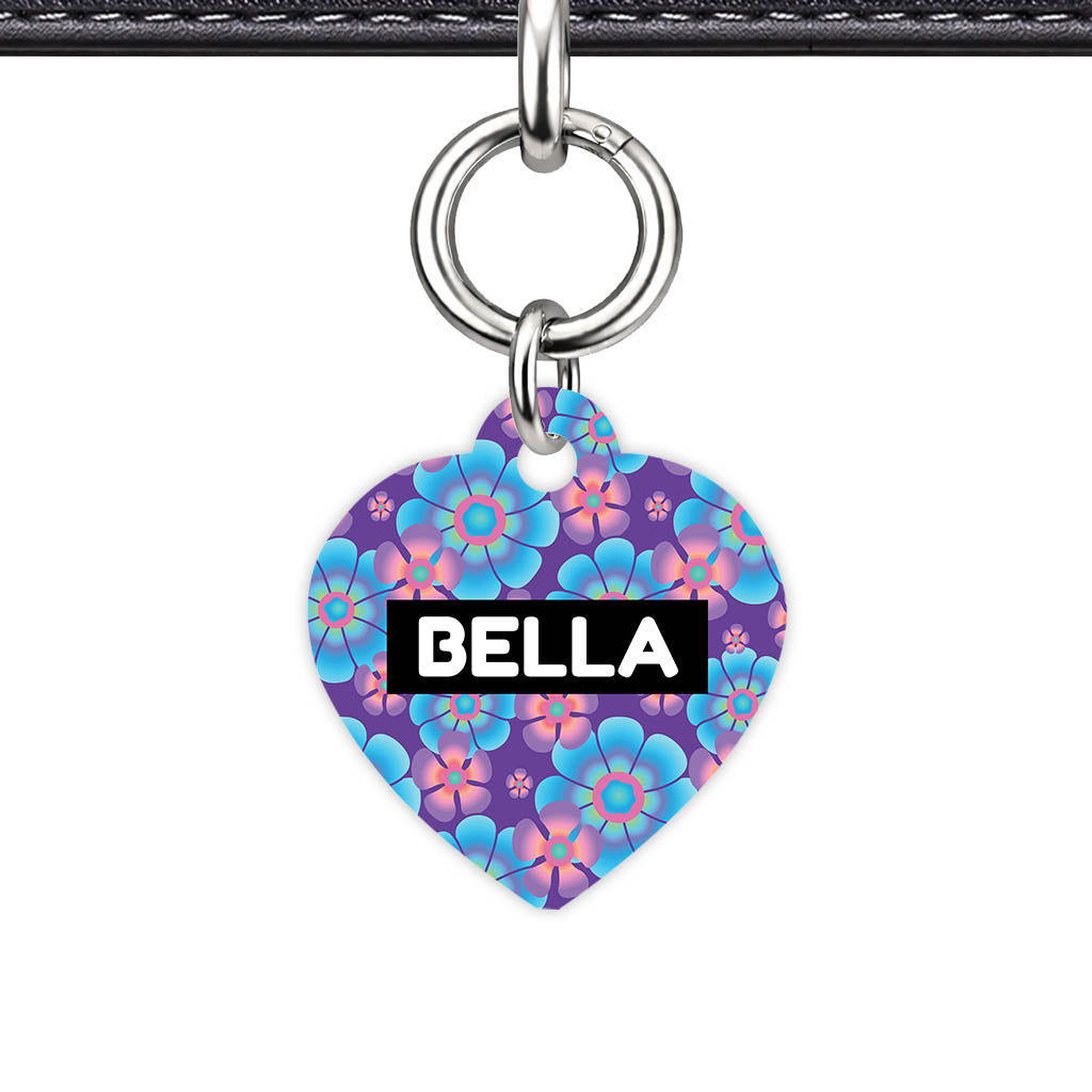 Neon Flowers QR Smart Pet Id Tag (Dog Tag & Cat Tag)
