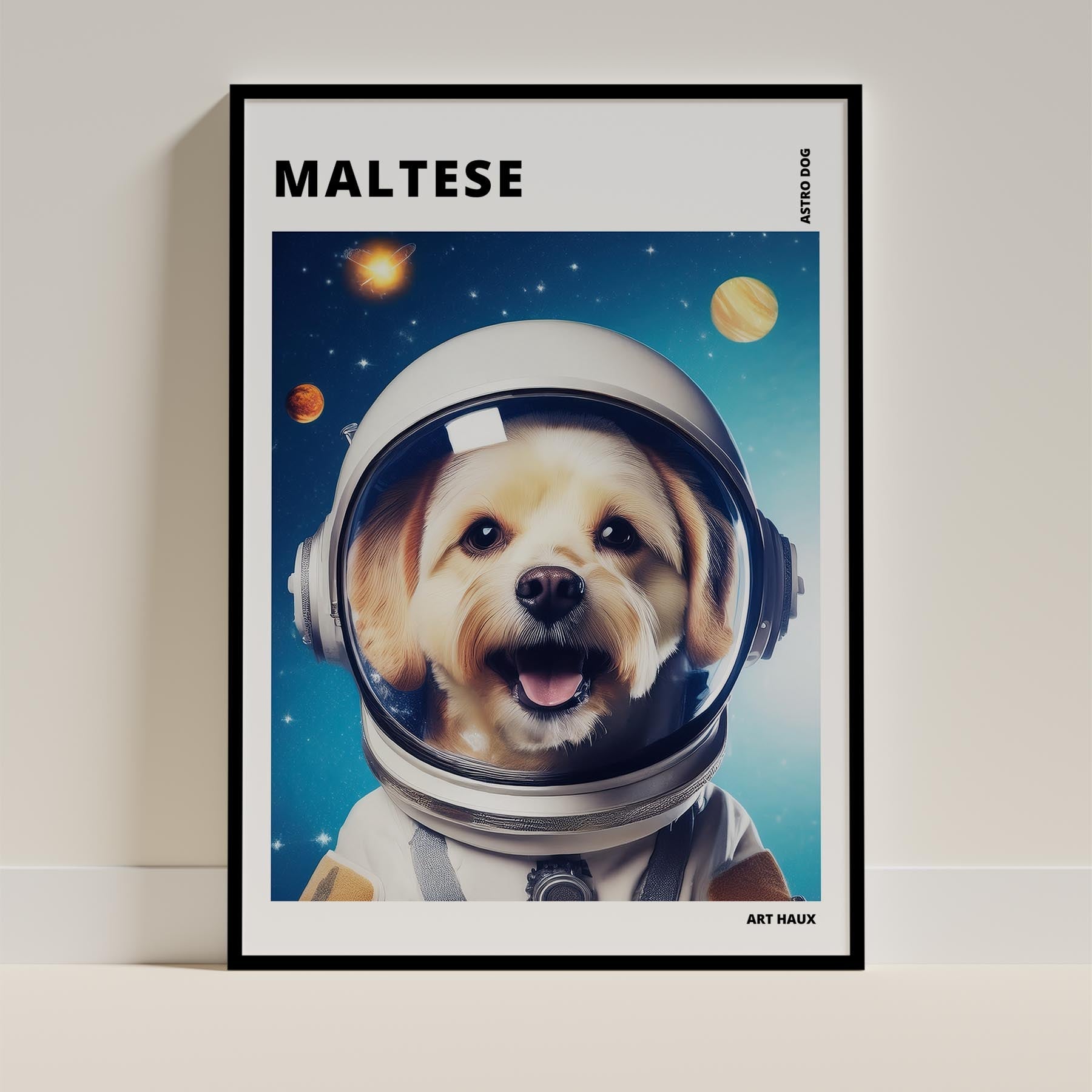 Maltese Astronaut Dog Series with Text Astro Dog image 0