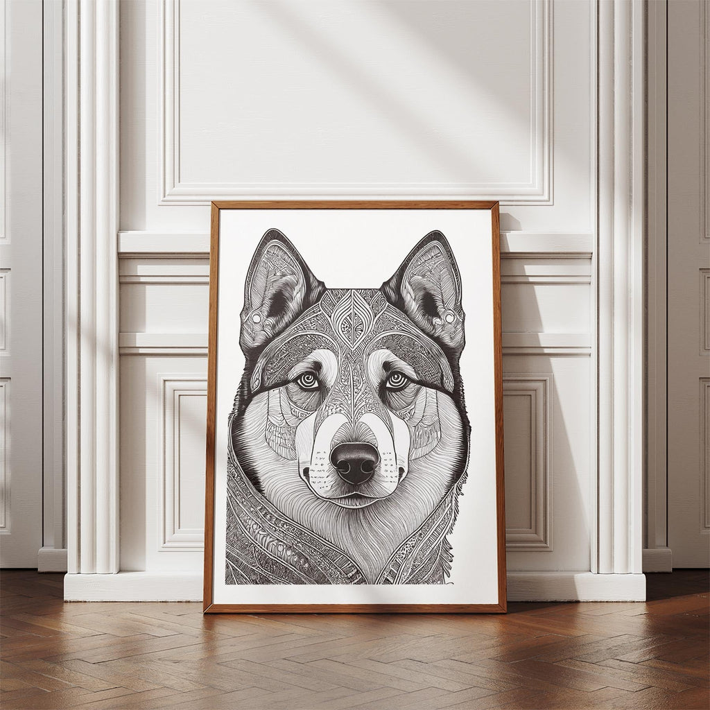Alaskan Malamute Mandala Black and White Dog Series image 4