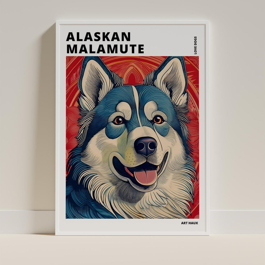 Alaskan Malamute Hokusai Japanese Inspired Dog Series with Text image 8