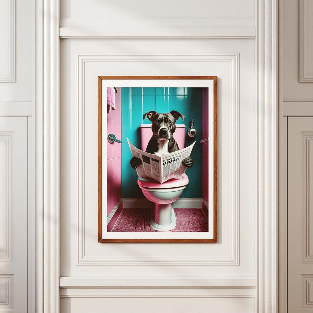 Staffordshire Bull Terrier Toilet Dogs PInk and Turquise image 2