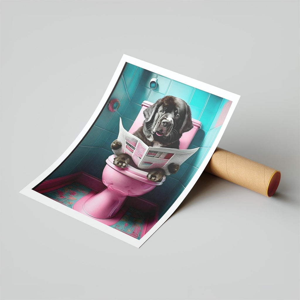 Newfoundland Toilet Dogs PInk and Turquise image 6