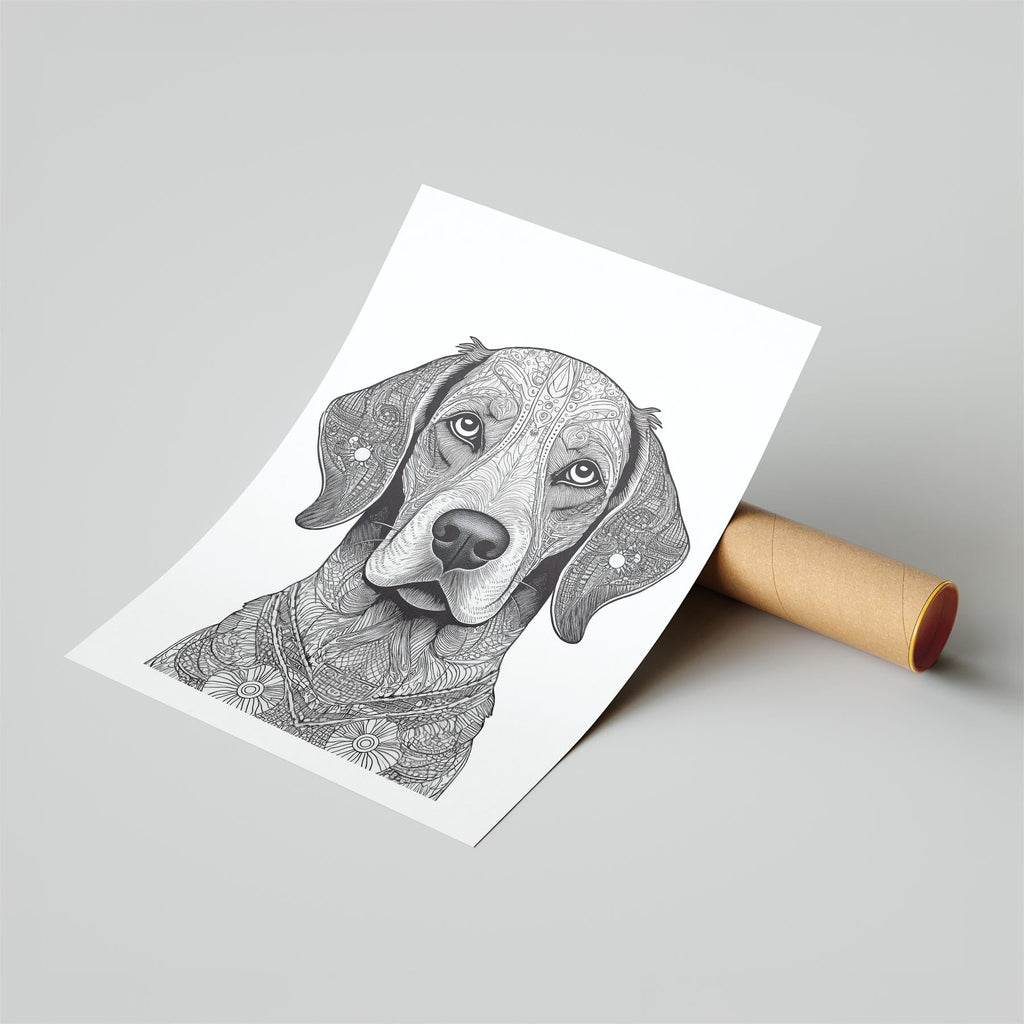 English Setter Mandala Black and White Dog Series image 6