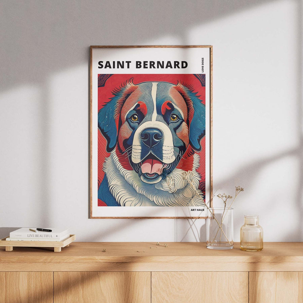 Saint Bernard Hokusai Japanese Inspired Dog Series with Text image 7
