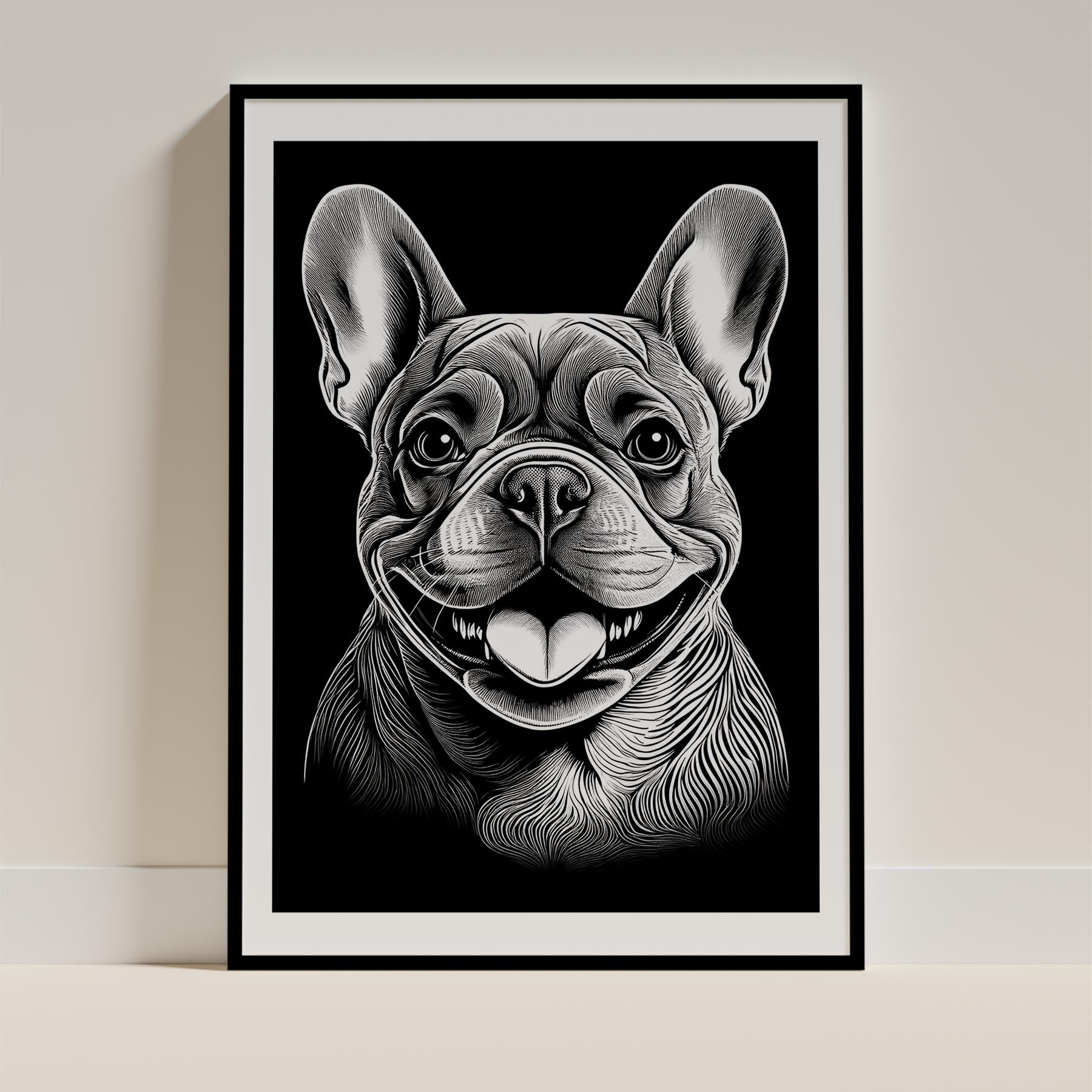 French Bulldog Line Dog Series in Black and White image 0