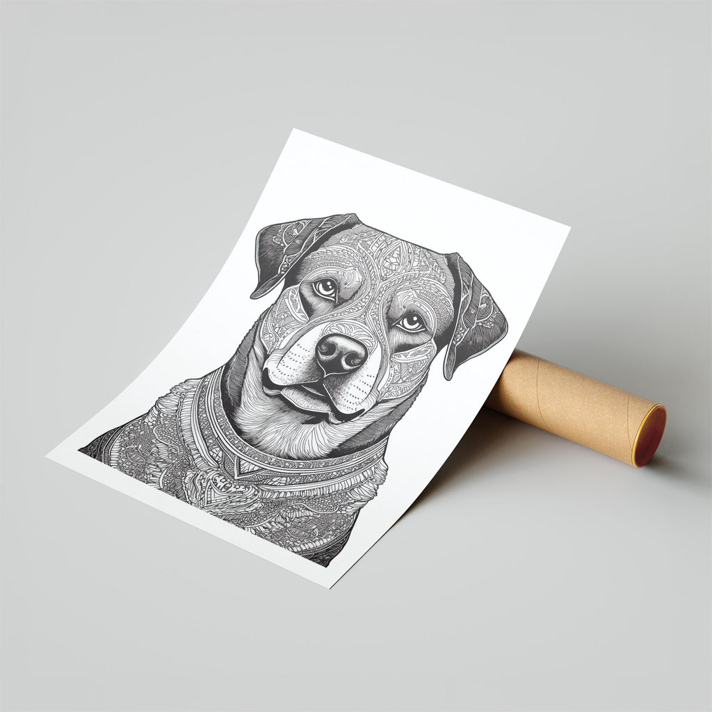 Rottweiler Mandala Black and White Dog Series image 6