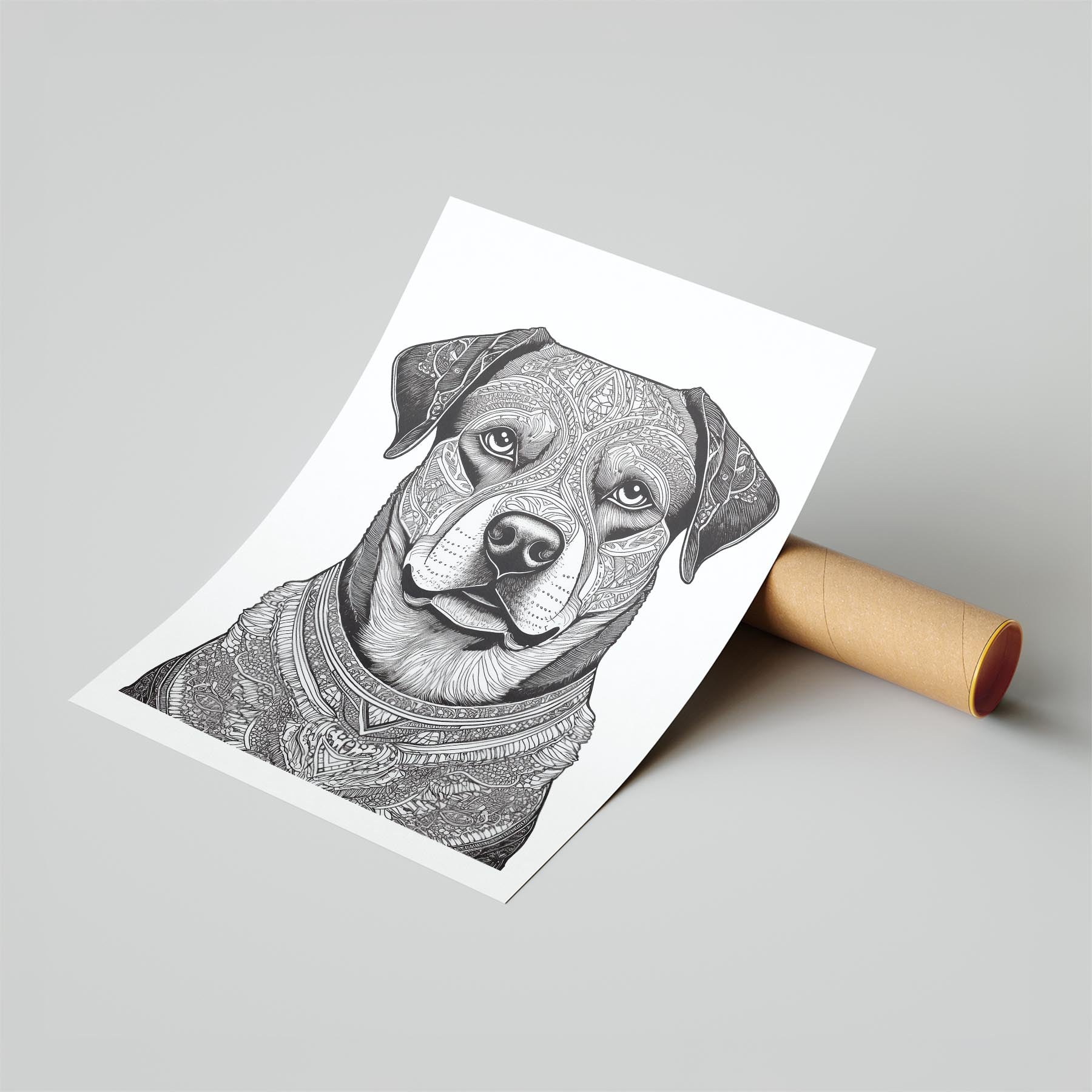Rottweiler Mandala Black and White Dog Series image 6