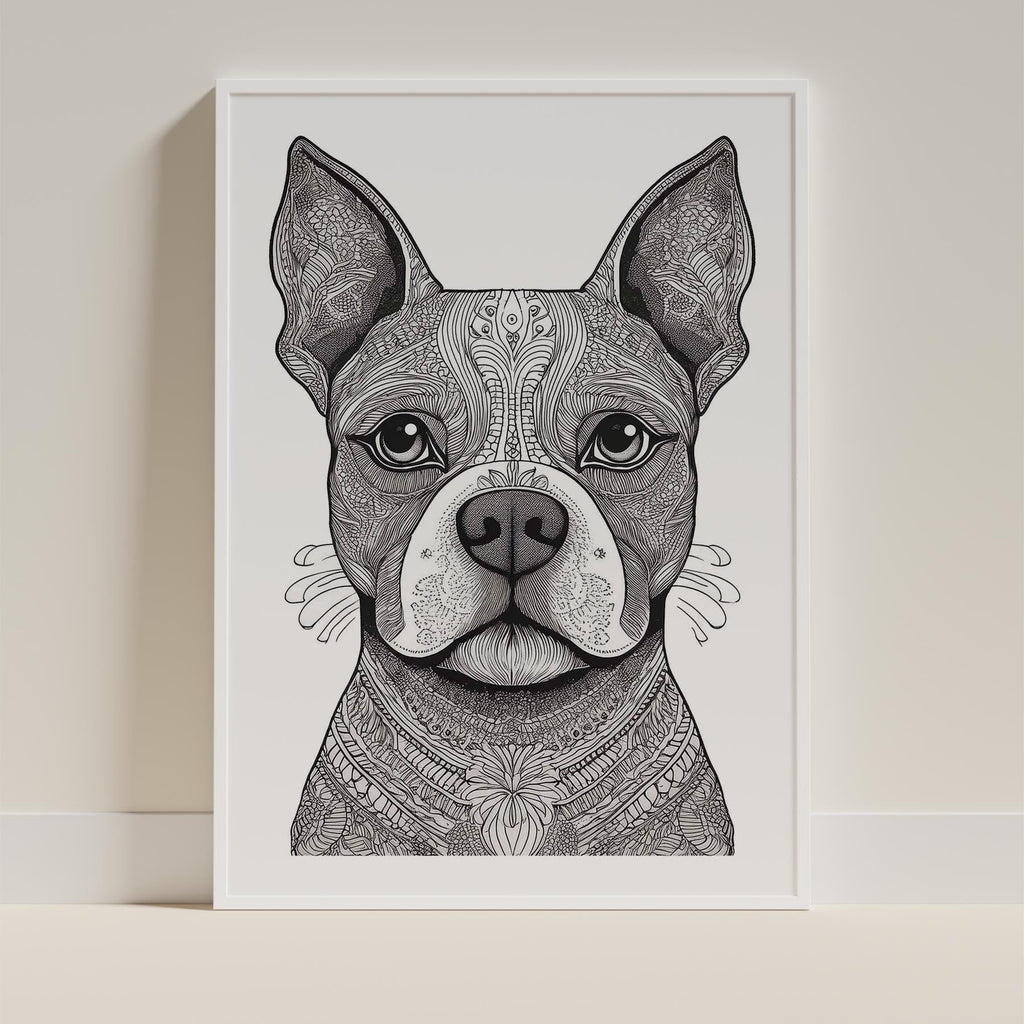 Boston Terrier Mandala Black and White Dog Series image 9