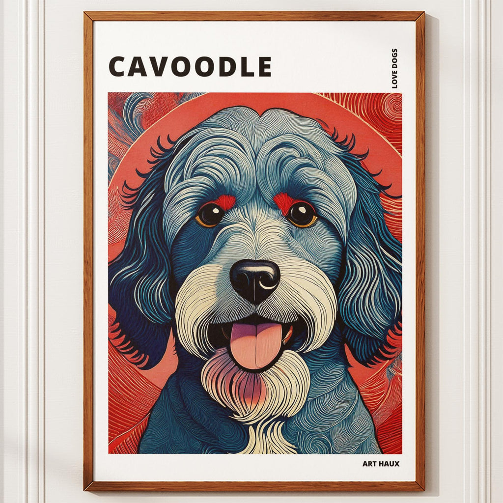 Cavoodle Hokusai Japanese Inspired Dog Series with Text image 9