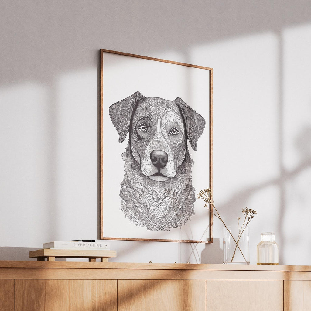 Border Collie Mandala Black and White Dog Series image 5