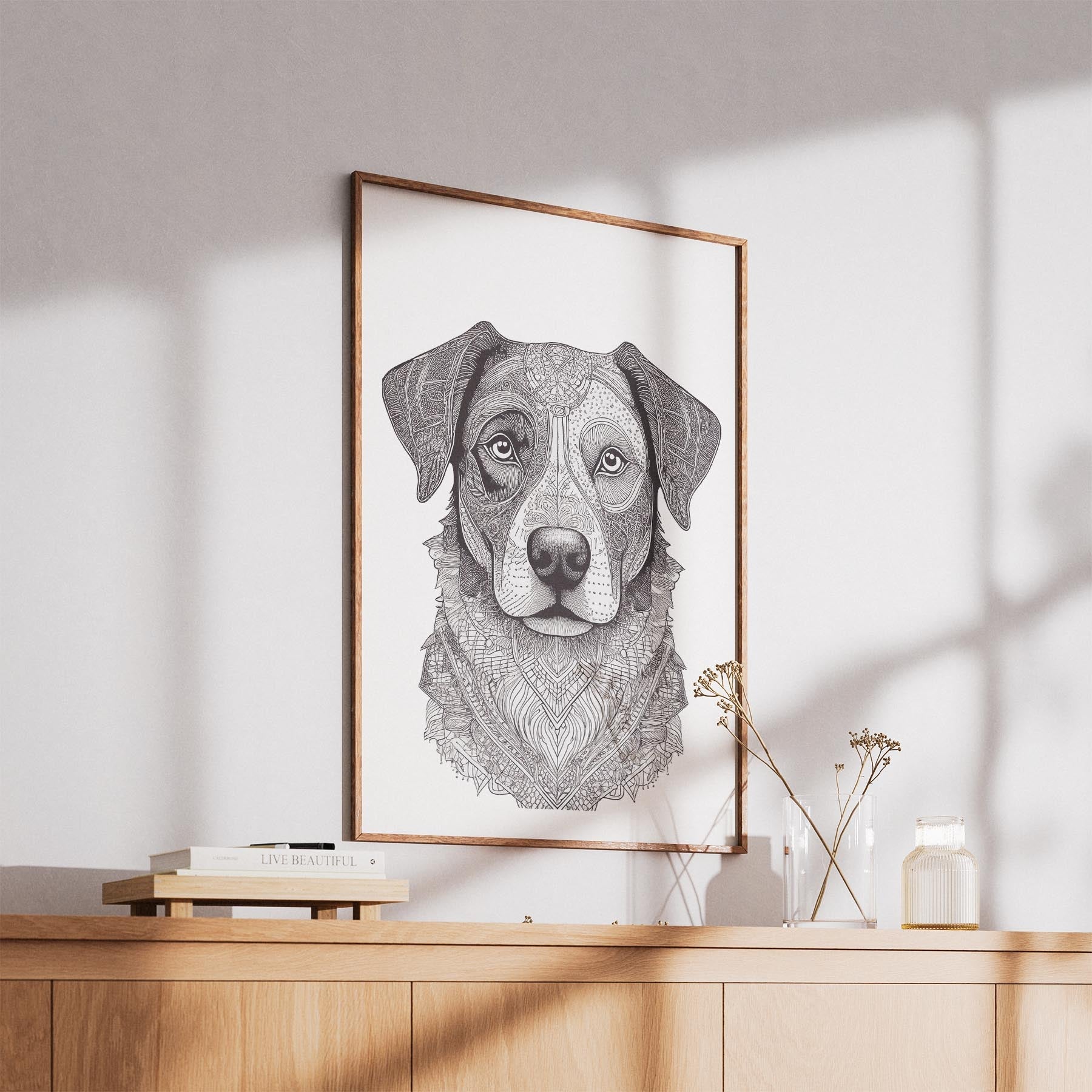 Border Collie Mandala Black and White Dog Series image 5