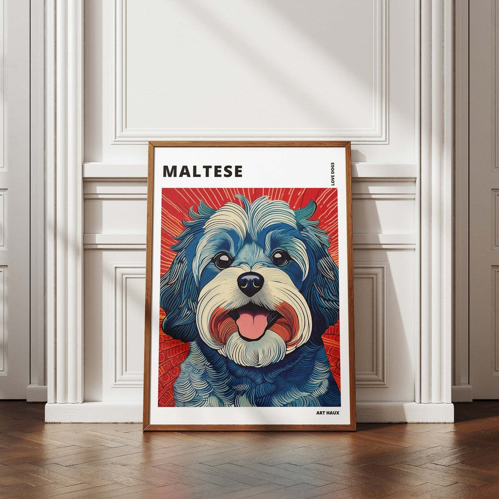 Maltese Hokusai Japanese Inspired Dog Series with Text image 4