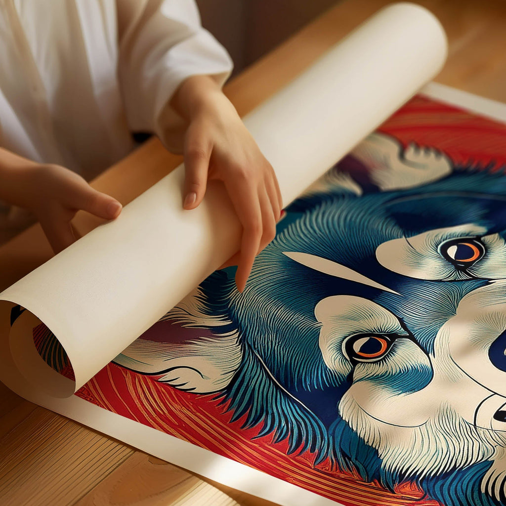 Siberian Husky Hokusai Japanese Inspired Dog Series with Text image 1