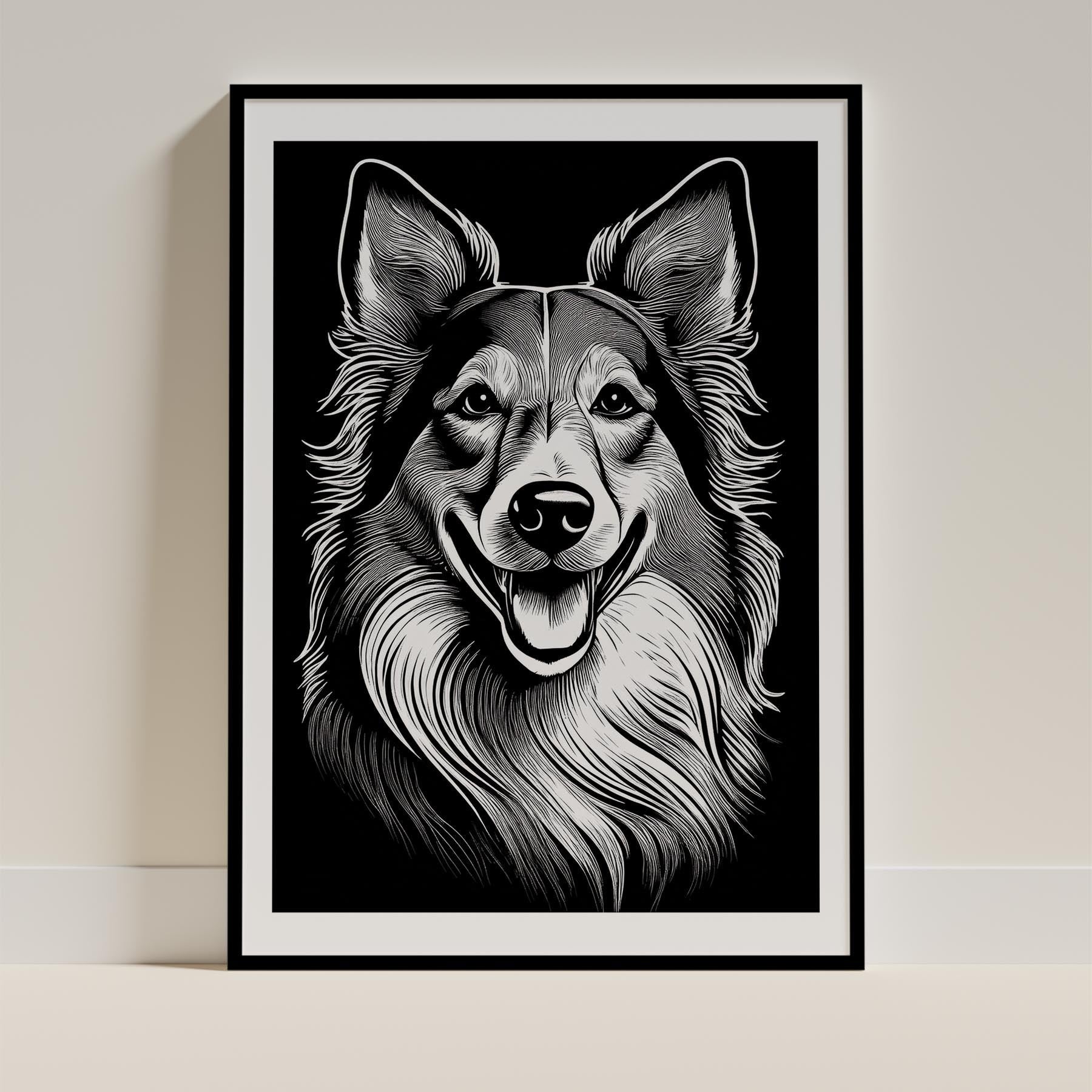 Rough Smooth Collie Line Dog Series in Black and White image 0