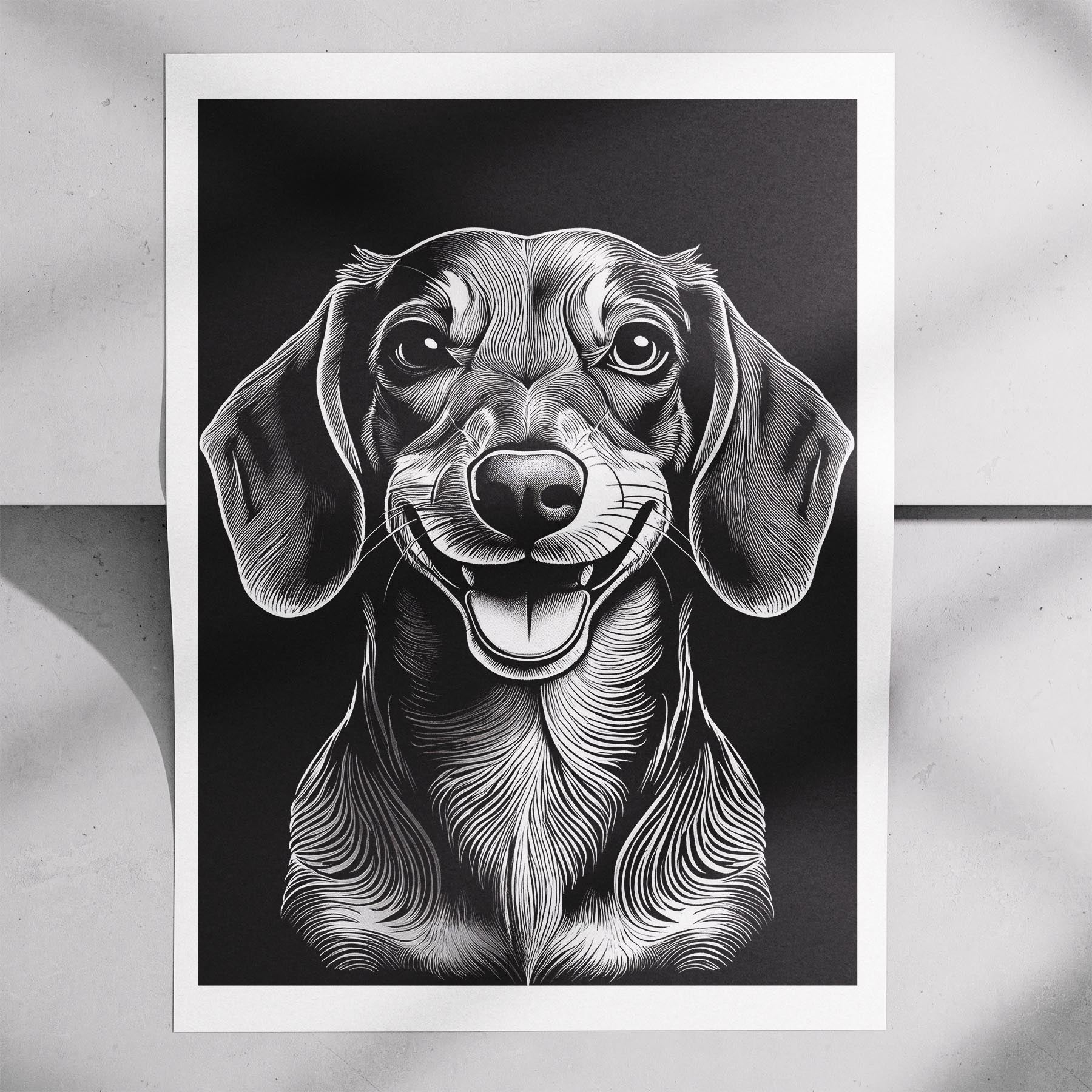 Dachshund Line Dog Series in Black and White image 7