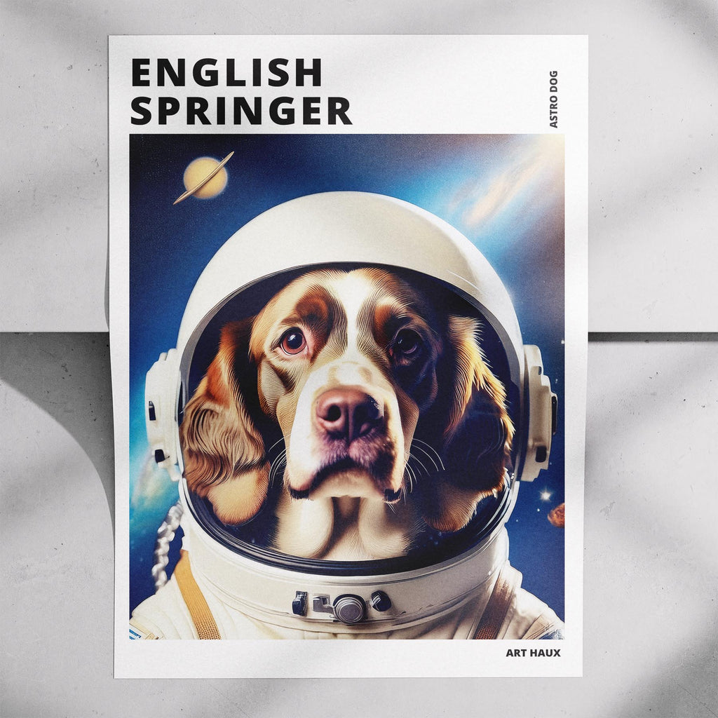 English Springer Spaniel Astronaut Dog Series with Text Astro Dog image 7