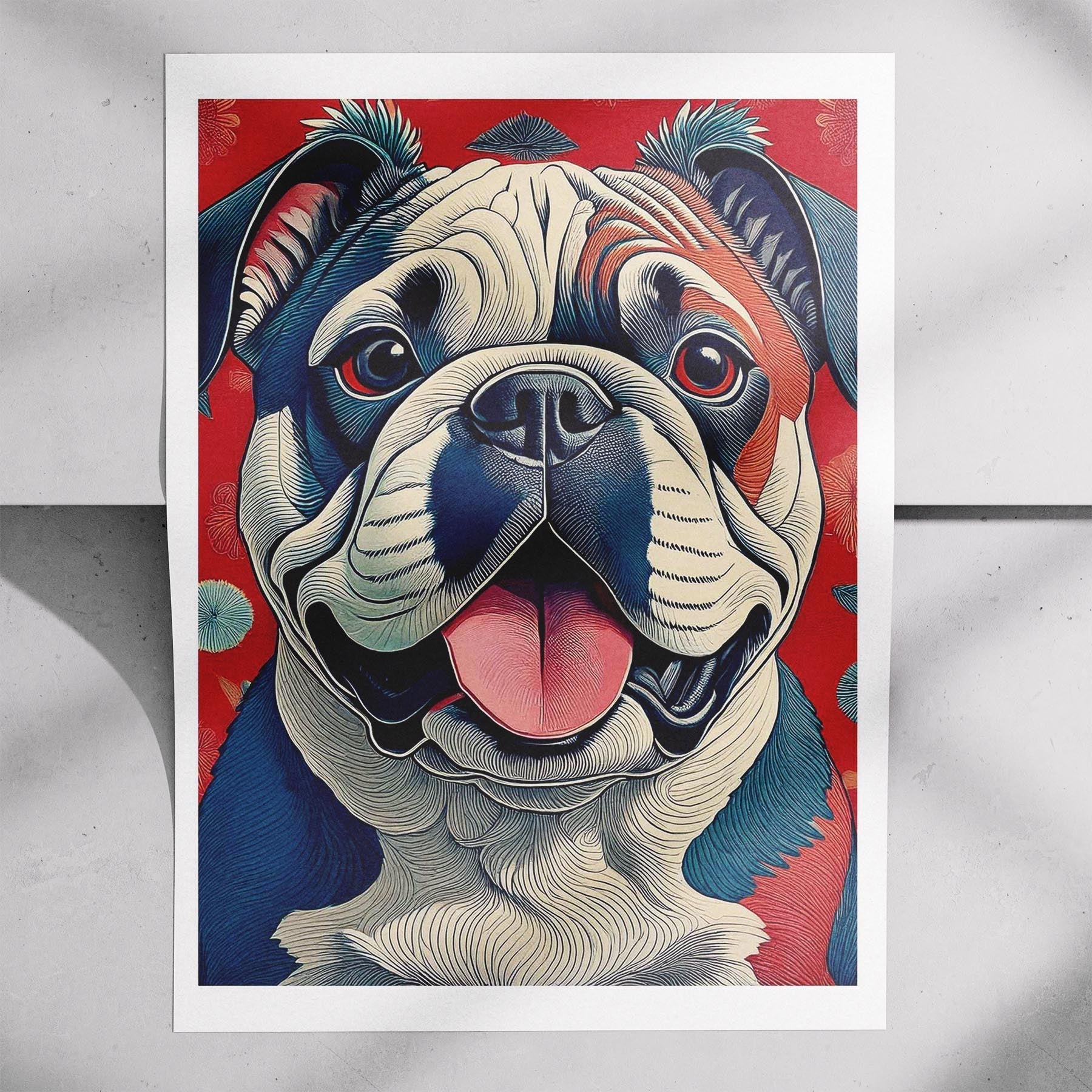 Bulldog Hokusai Japanese Inspired Dog Series image 7